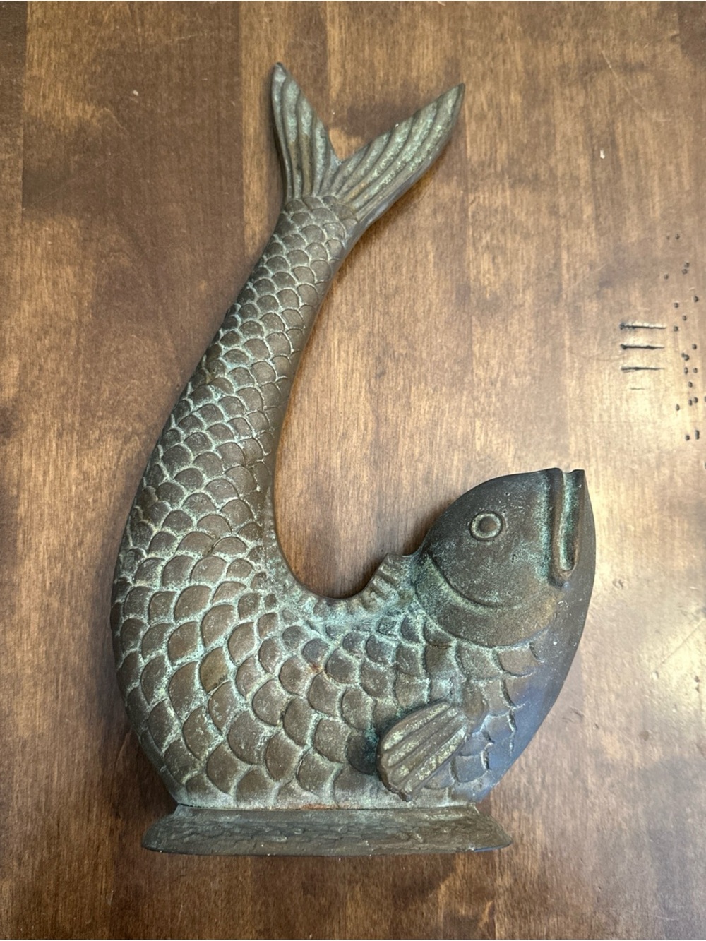 Vtg Metal Fish Decor Koi Statue Korea Fishing Coastal Nautical Design